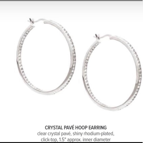 LAST ONE Chloe + Isabel Crystal Pavé Hoop Earrings - Picture 6 of 8